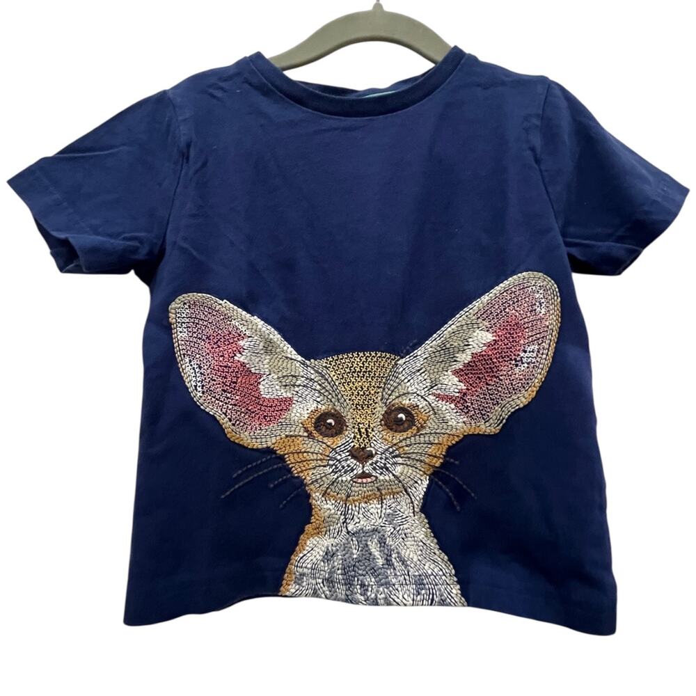 Mini Navy Blue Fennec Fox Superstitch T-Shirt Size 2-3y